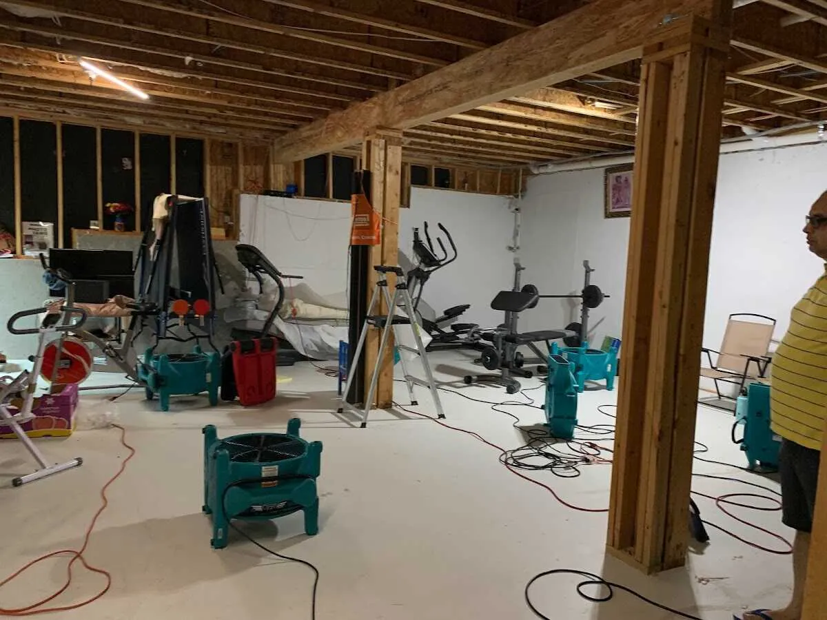 Basement drying equipment setup for Contents Cleaning & Restoration in Weiser